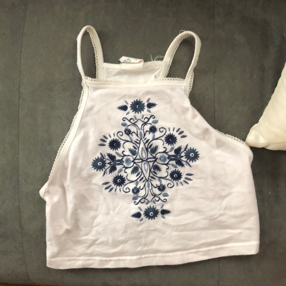 Designed White Crop Top